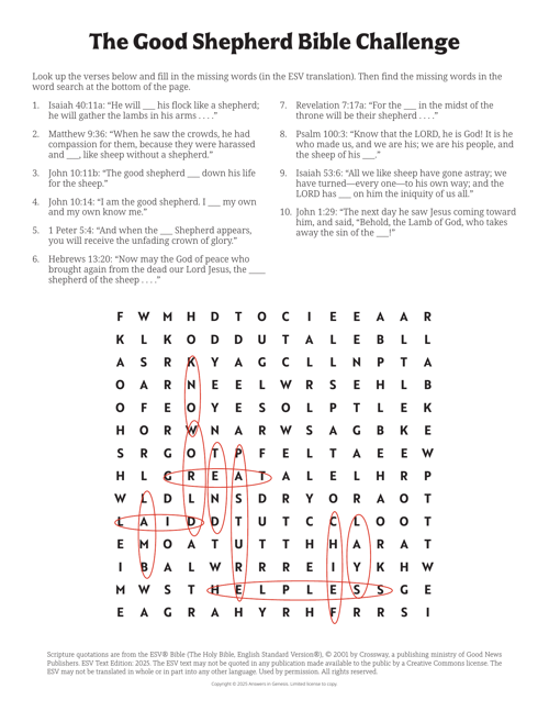 Day 3 Bible Challenge Contest Answer Key (ESV)