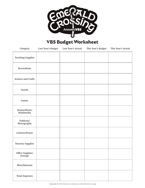 Budget Worksheet