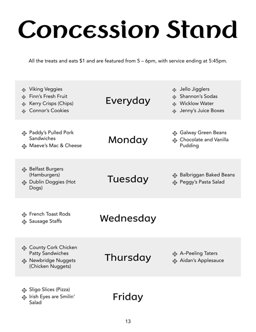 Concessions Menu (Sample)