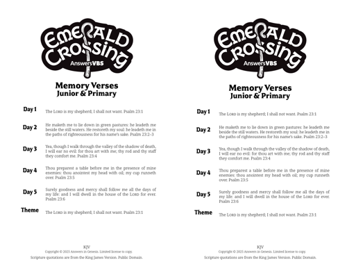 Memory Verses (KJV)