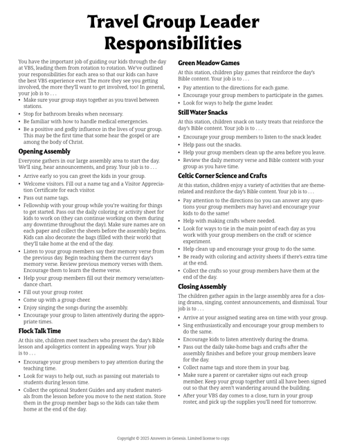 Team Leader Responsibilities