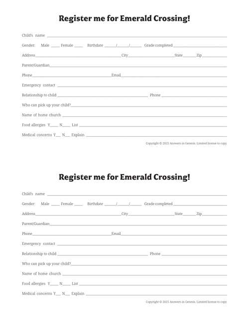 Registration Form: Child