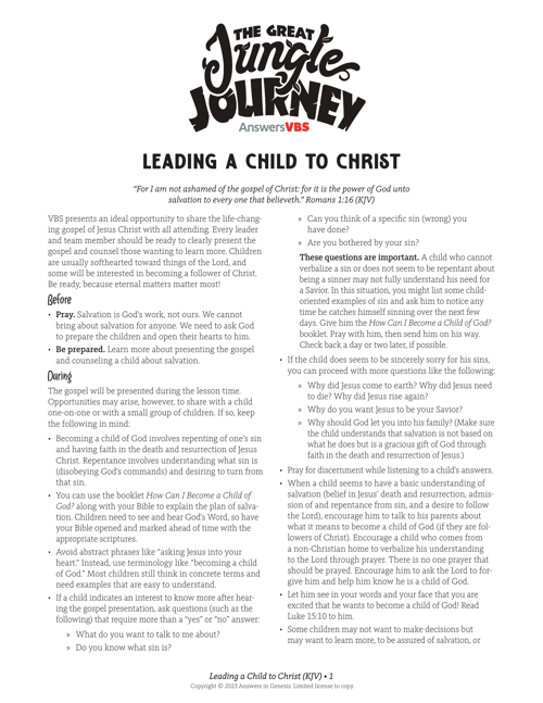 Leading A Child To Christ KJV