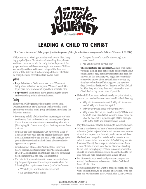 Leading A Child To Christ