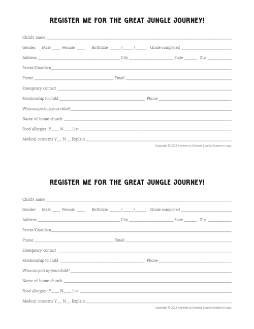 Registration Form Child