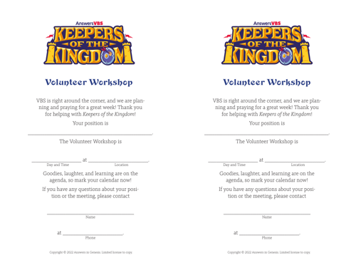 Workshop Invitation Volunteer