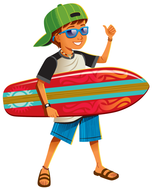 Boy with Surfboard