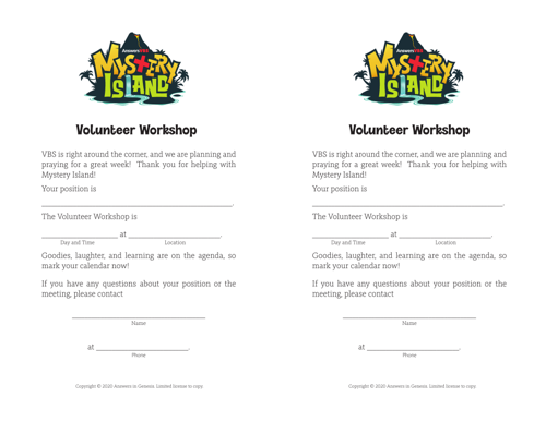 Workshop Invitation Volunteer