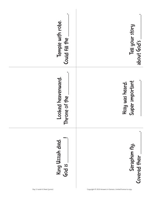 Day 3 Isaiah 6 Sheet