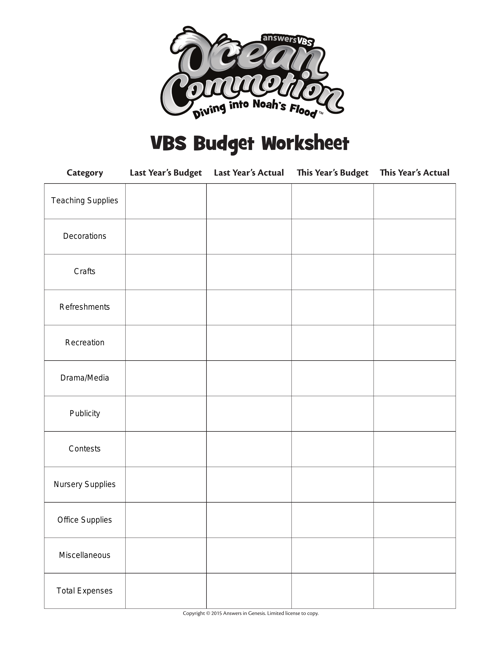 Budget Worksheet