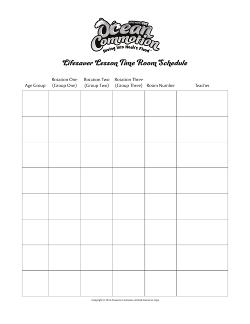 Lesson Time Room Schedule