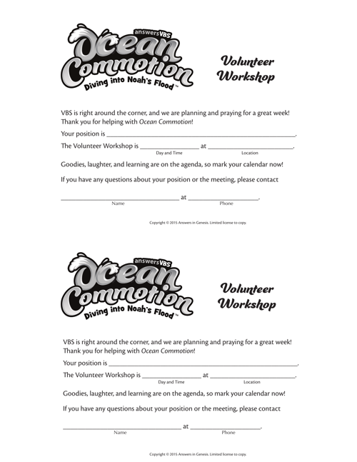 Workshop Invitation Volunteer