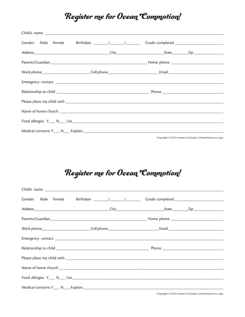 Registration Form Child