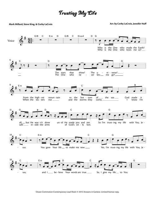 Trusting My Life Lead Sheet