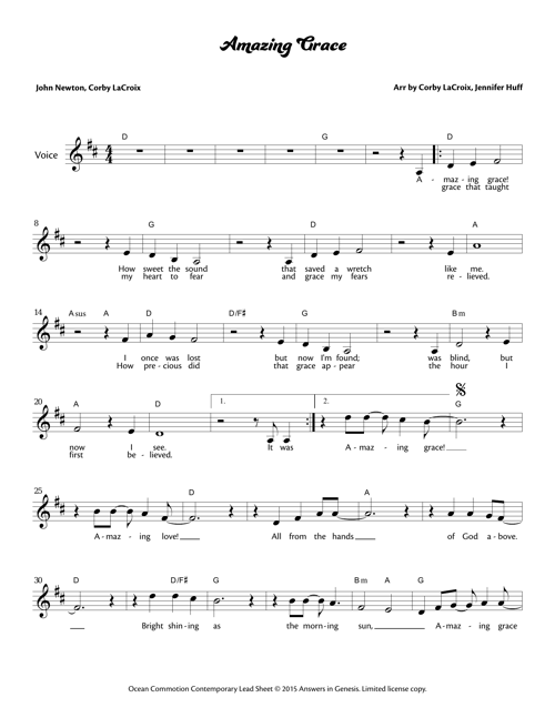 Amazing Grace Lead Sheet