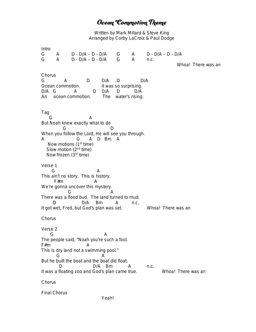 Ocean Commotion Chord Chart