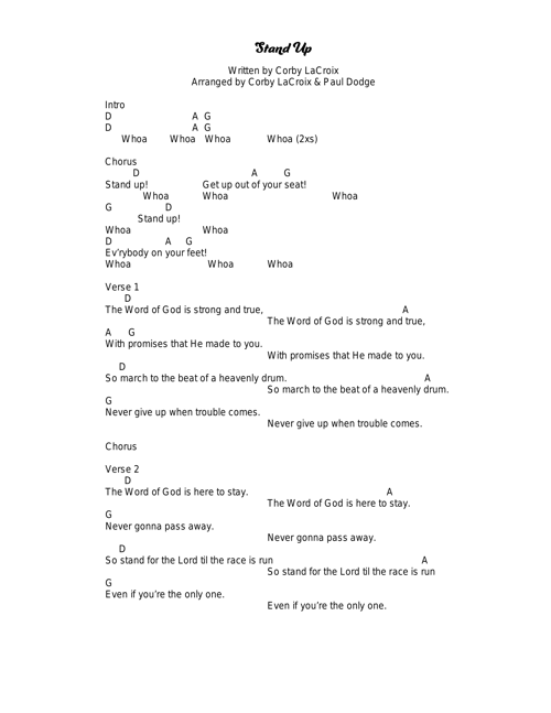 Stand Up Chord Chart
