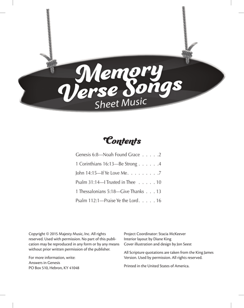 Traditional Memory Verse Sheet Music