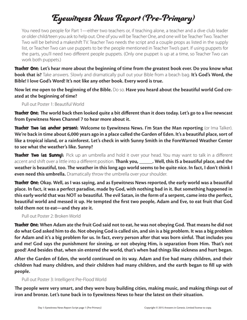 Day 1 Eyewitness News Report Script