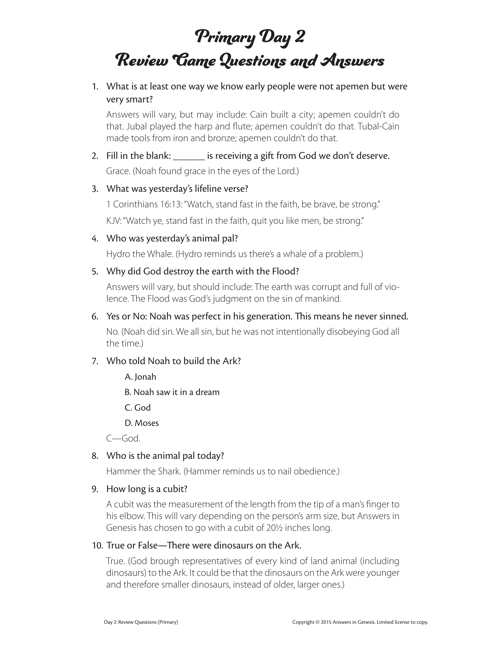 Review Game Question And Answer Sheets