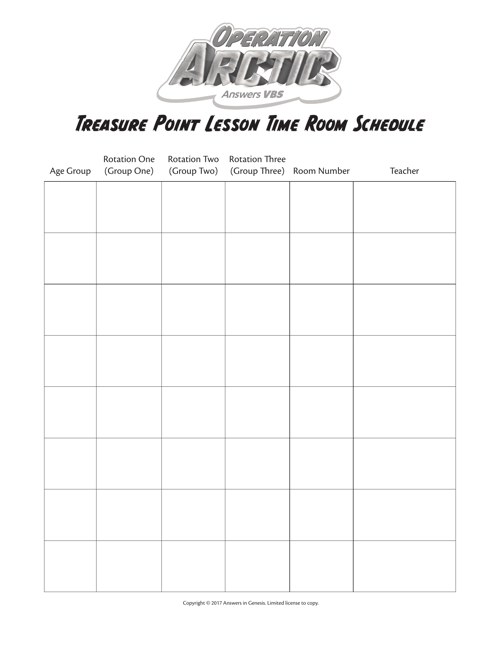 Lesson Time Room Schedule