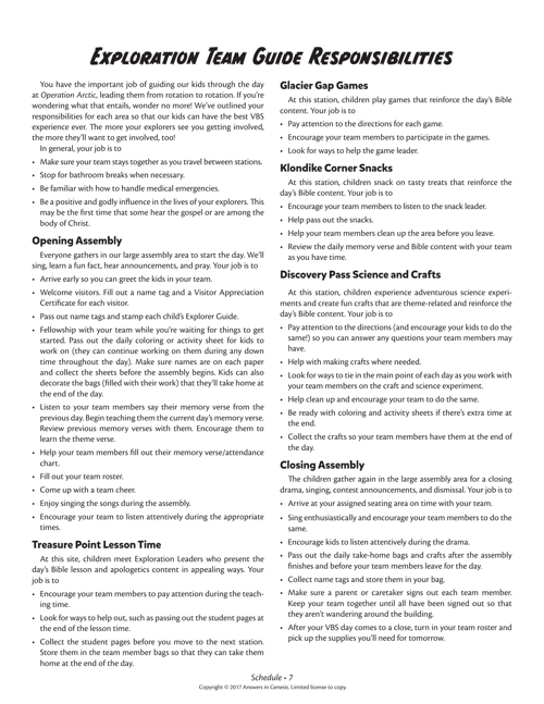 Team Guide Responsibilities