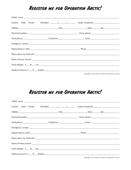 Registration Form Child