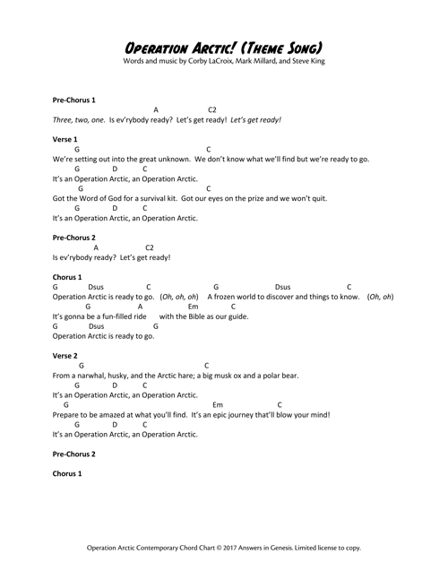 Operation Arctic Chord Chart