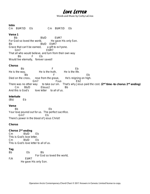 Love Letter Chord Chart