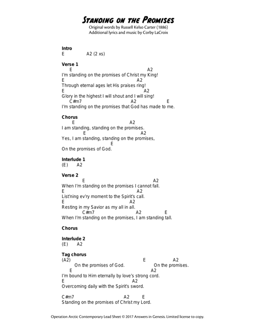 Standing on the Promises Chord Chart