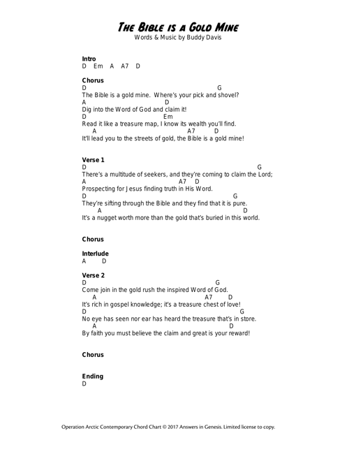 The Bible Is a Gold Mine Chord Chart