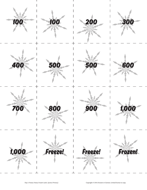 Day 2 Freeze Freeze Frozen Cards