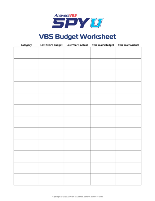 Budget Worksheet