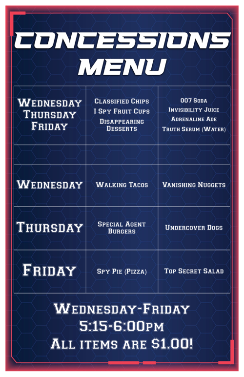 Concessions Sample Menu