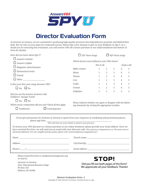 Director’s Evaluation Form