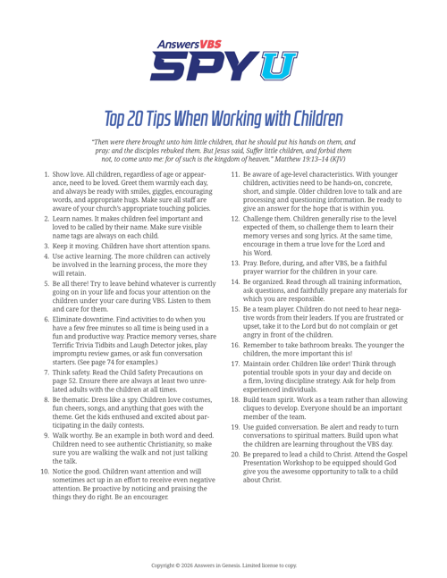 Top 20 Tips When Working with Children (KJV)