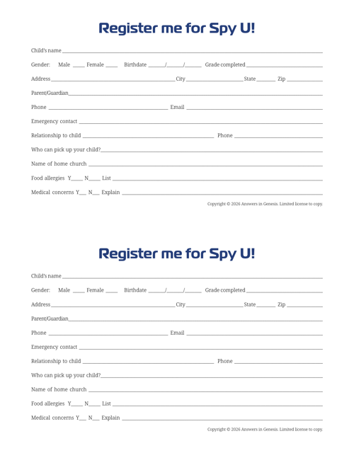 Child Registration and Media Release Form