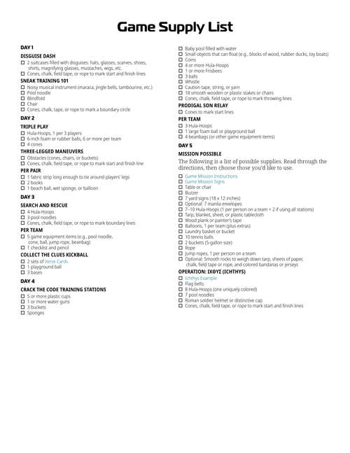 Supply List: Games