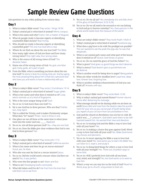 Bonus: Sample Review Game Questions (Junior)