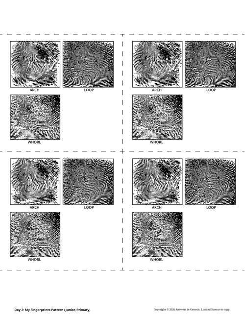 Day 2: My Fingerprints Pattern (Junior, Primary)