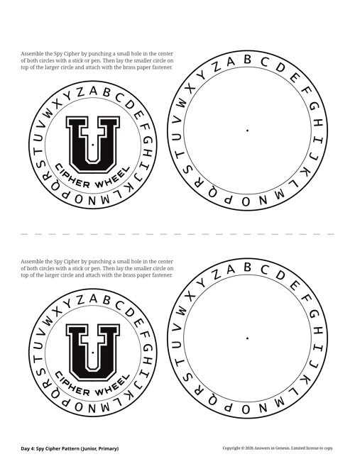 Day 4: Spy Cipher Pattern (Junior, Primary)