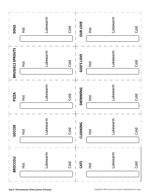 Day 5: Thermometer Sheet (Junior, Primary)
