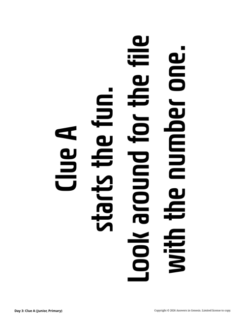 Day 3: Clues (Junior, Primary)