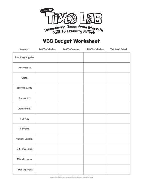 Budget Worksheet