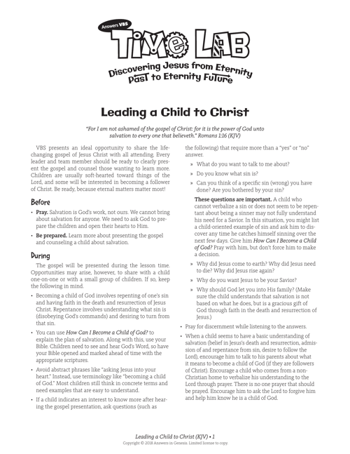 Leading A Child To Christ (KJV)