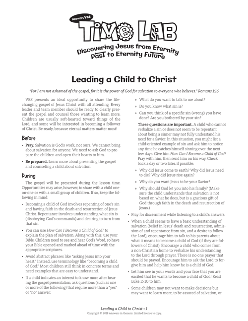 Leading A Child To Christ