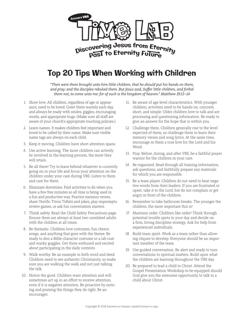 Top 20 Tips For Working With Children (KJV)