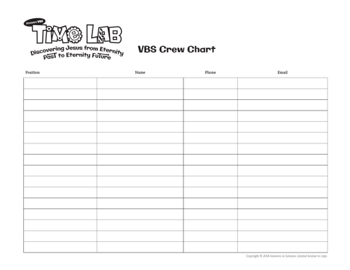 VBS Crew Chart