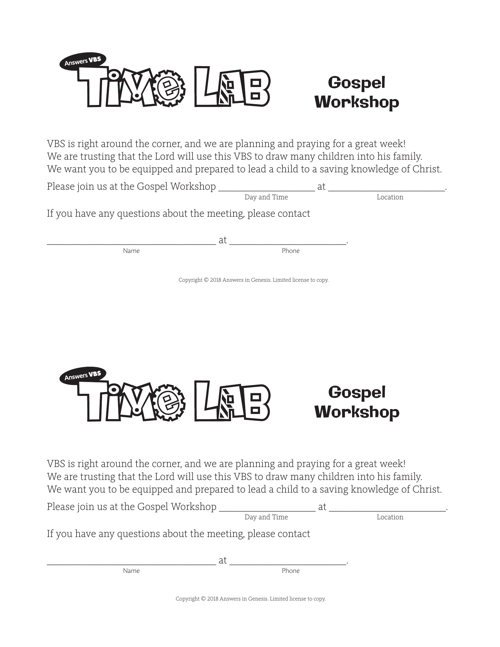 Workshop Invitation Gospel