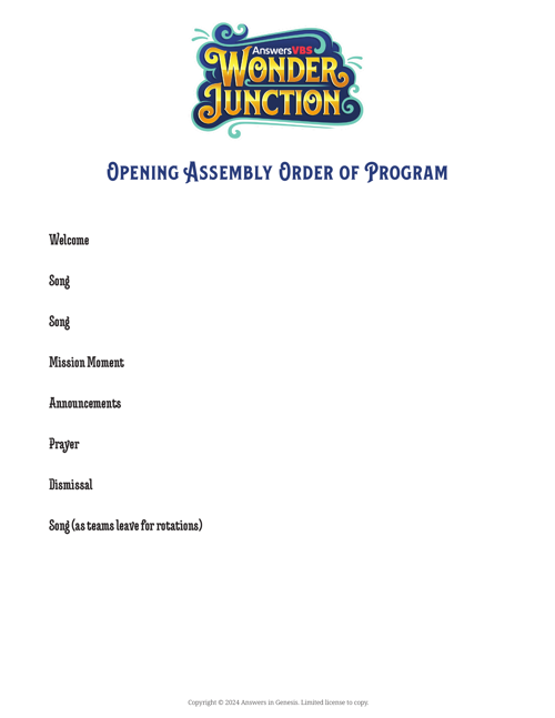 Assembly Order of Program Form